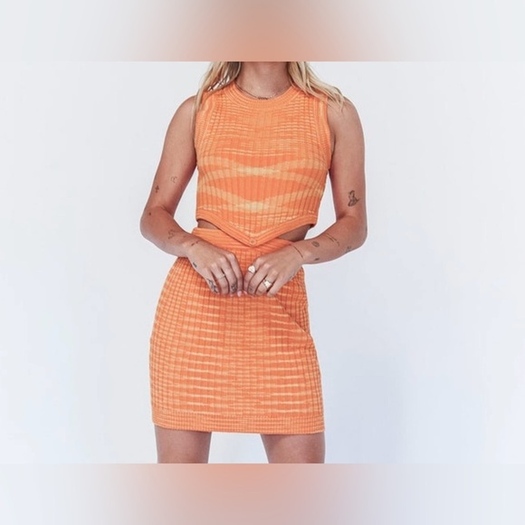 Princess Polly Eden Knit Top and Skirt Set in Orange Size Large / Xl - Picture 2 of 12
